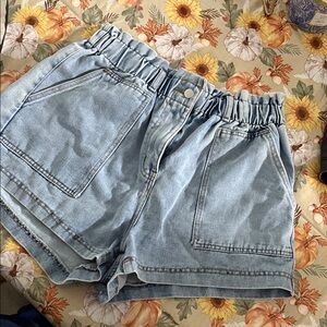 SHEIN Light Blue Jean Shorts with Elastic Waist